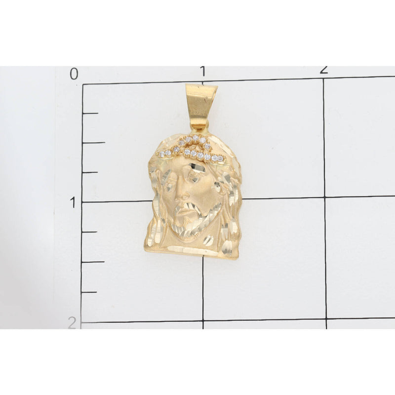 14 Karat Solid Gold & Cz Jesus Face Charm