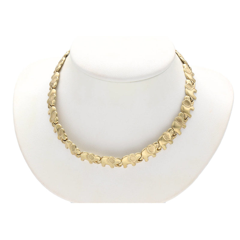 10 Karat Gold Elephant Necklace 8.9x18 W:11.3