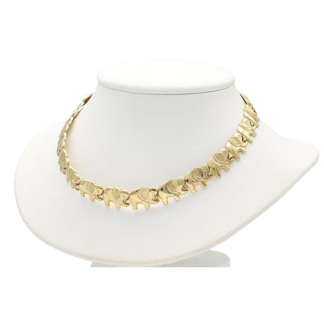 10 Karat Gold Elephant Necklace 8.9x18 W:11.3