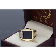 14 Karat Gold Onyx Maze Ring