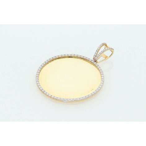 10K Gold & CZ Photo Medal Charm 35 mm W:6.7