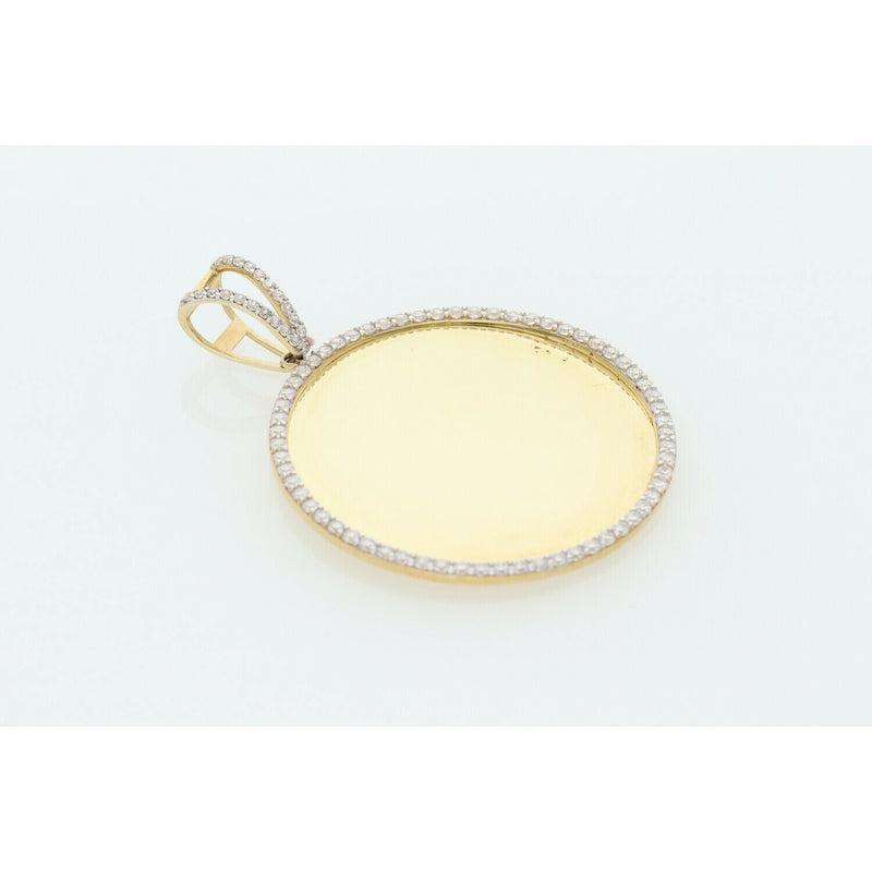 10K Gold & CZ Photo Medal Charm 35 mm W:6.7