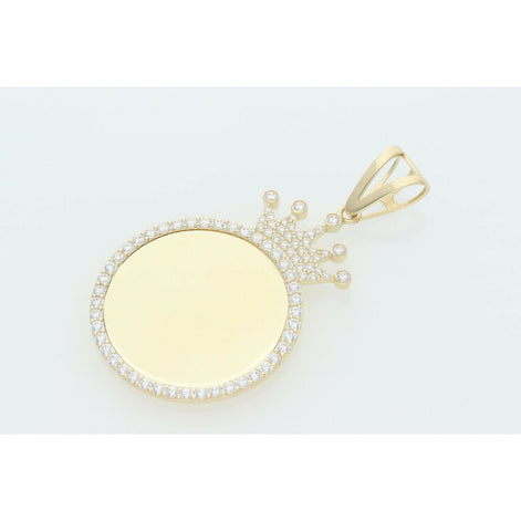 10K G & Cz M Crown Photo Charm W: 5.8