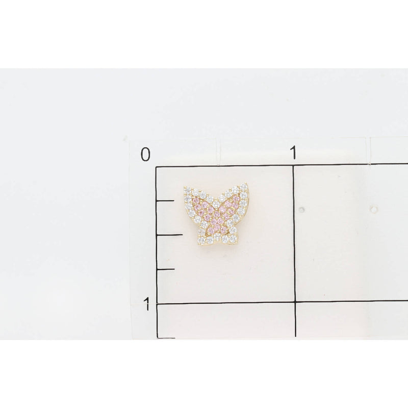 10K Gold & CZ Pink Butterfly Earr W:2.4