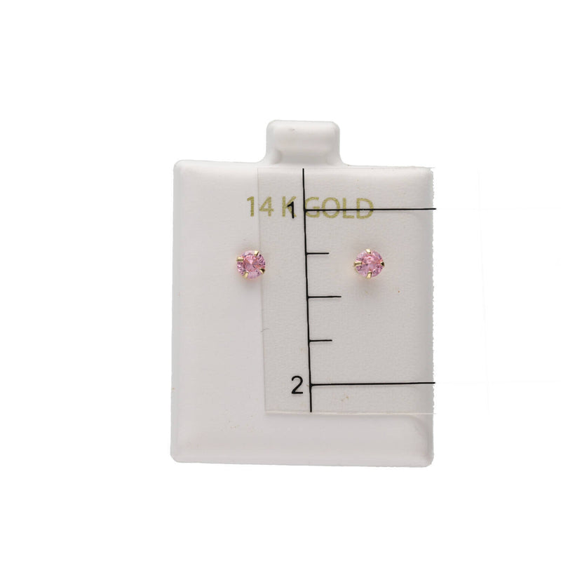 14K Gold & CZ Pink Earrings W:0.16