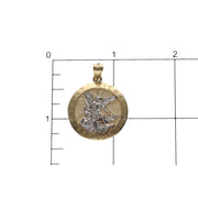Gold Two Tone St. Michael "Pray For us" Medal 14 Karat