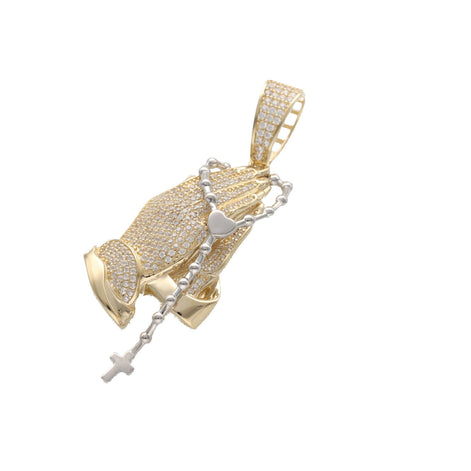 14K Gold & CZ Praying Hands  Charm W:14