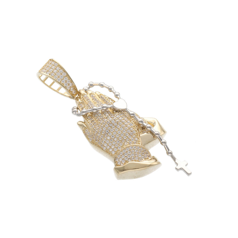 14K Gold & CZ Praying Hands  Charm W:14