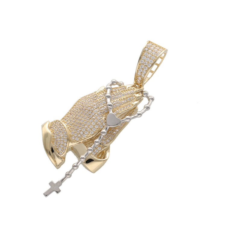 14K Gold & CZ Praying Hands  Charm W:14