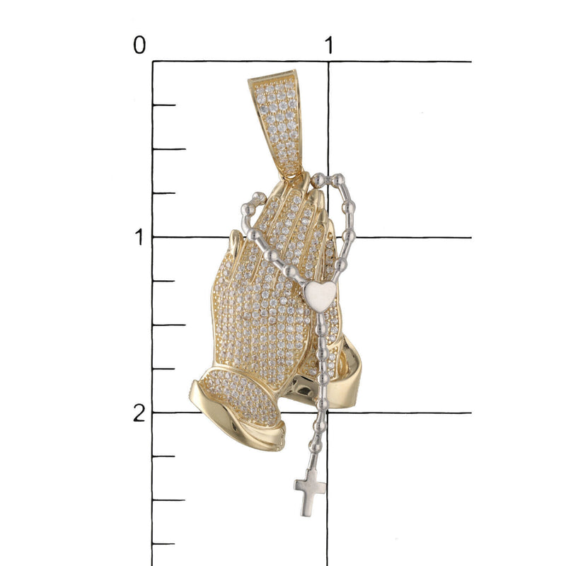 14K Gold & CZ Praying Hands  Charm W:14