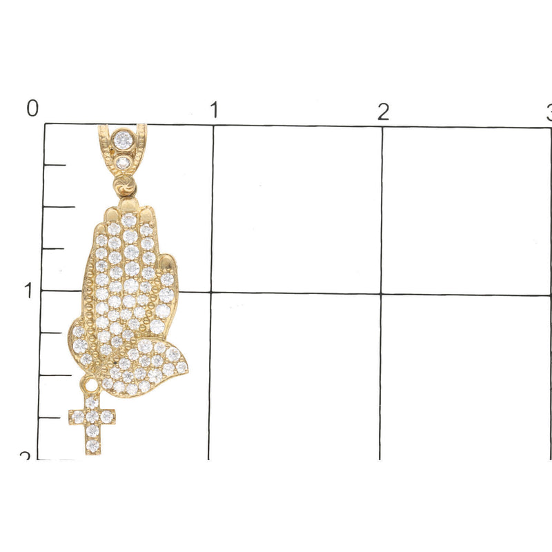 10 Karat Gold Prayer Hands with Cross Charm