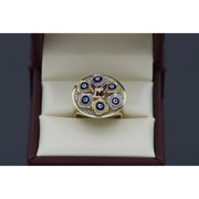 10K gold evil eye butterfly ring with multiple blue evil eyes and rose gold butterfly center - protective statement ring by Veka Jewelry
