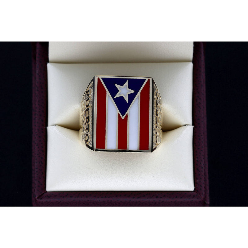 14 Karat Gold Puerto Rico Flag Ring