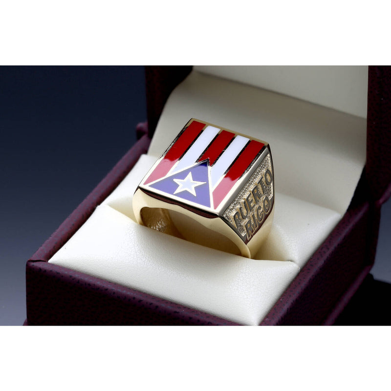 14 Karat Gold Puerto Rico Flag Ring