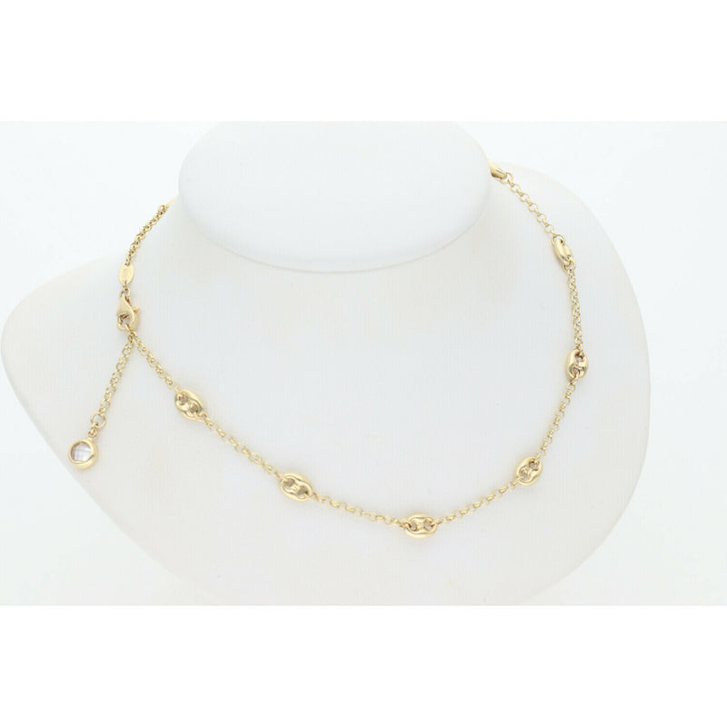 14K Gold Cz Puff Mariner Rolo Chain 4.9x16" W:6.6