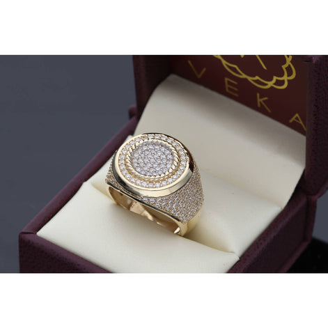 14K Gold & CZ Double Round Ring S:10 W:10.3