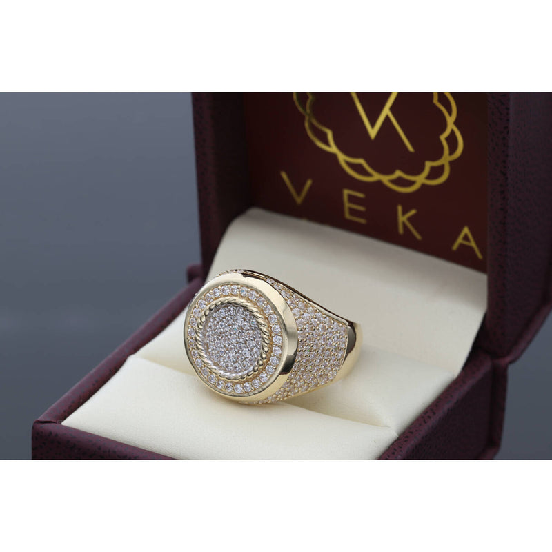 14K Gold & CZ Double Round Ring S:10 W:10.3