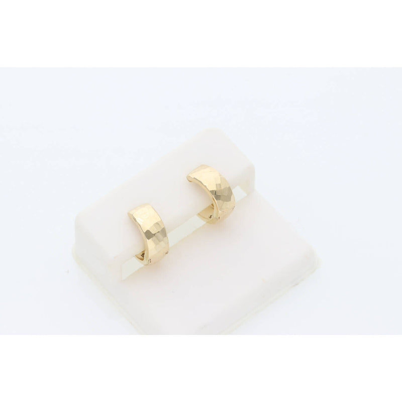 14K Gold Disco Style Huggie Hoop  Earrings W:1.2