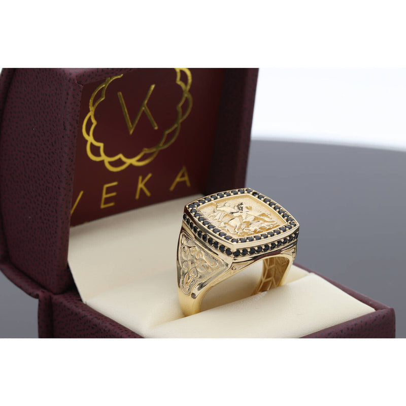 14K Gold  St George Square Ring