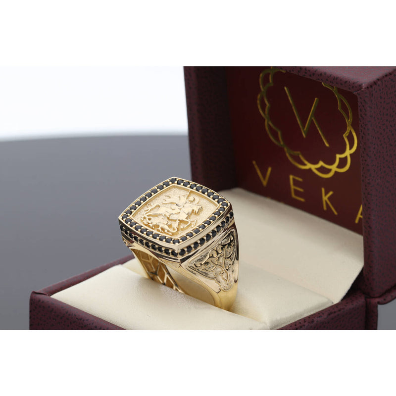 14K Gold  St George Square Ring
