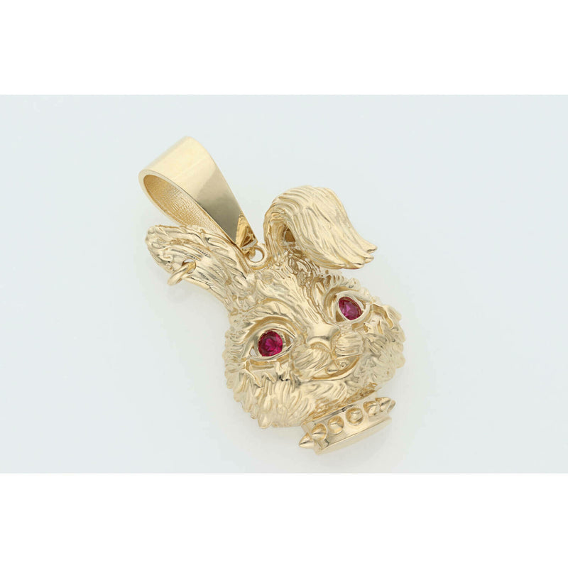 14 Karat Gold Cz Red stone Rabbit Design