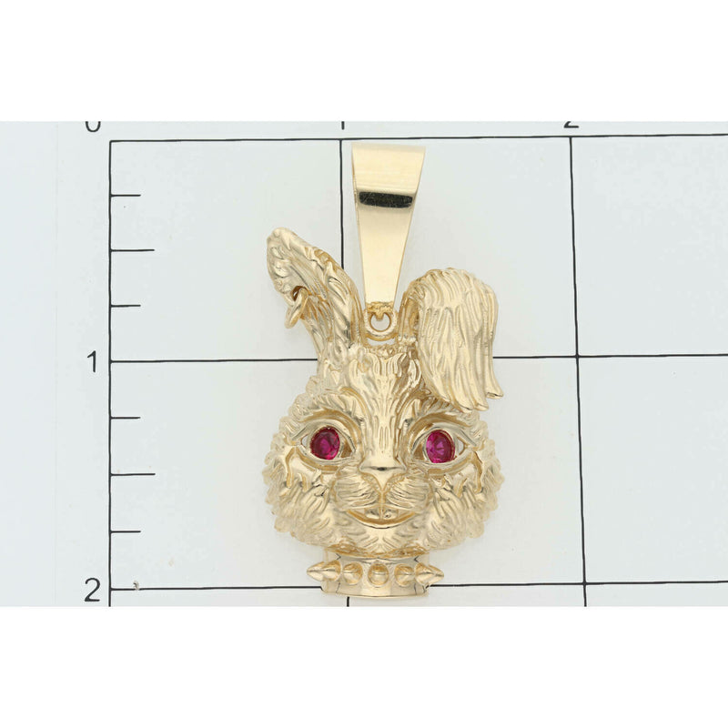 14 Karat Gold Cz Red stone Rabbit Design