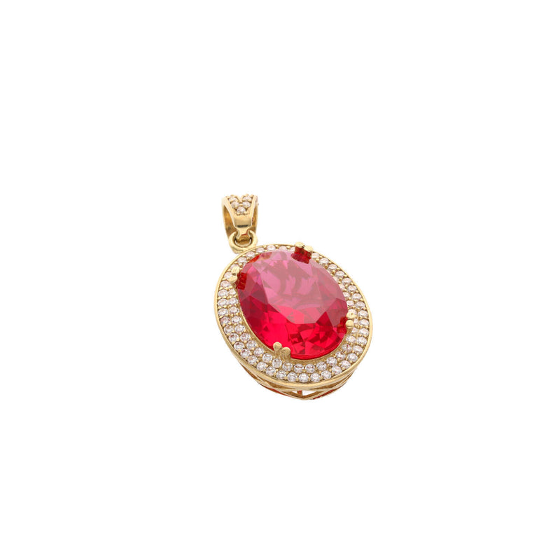 10 Karat Gold and Red CZ Pendat W: 12.4