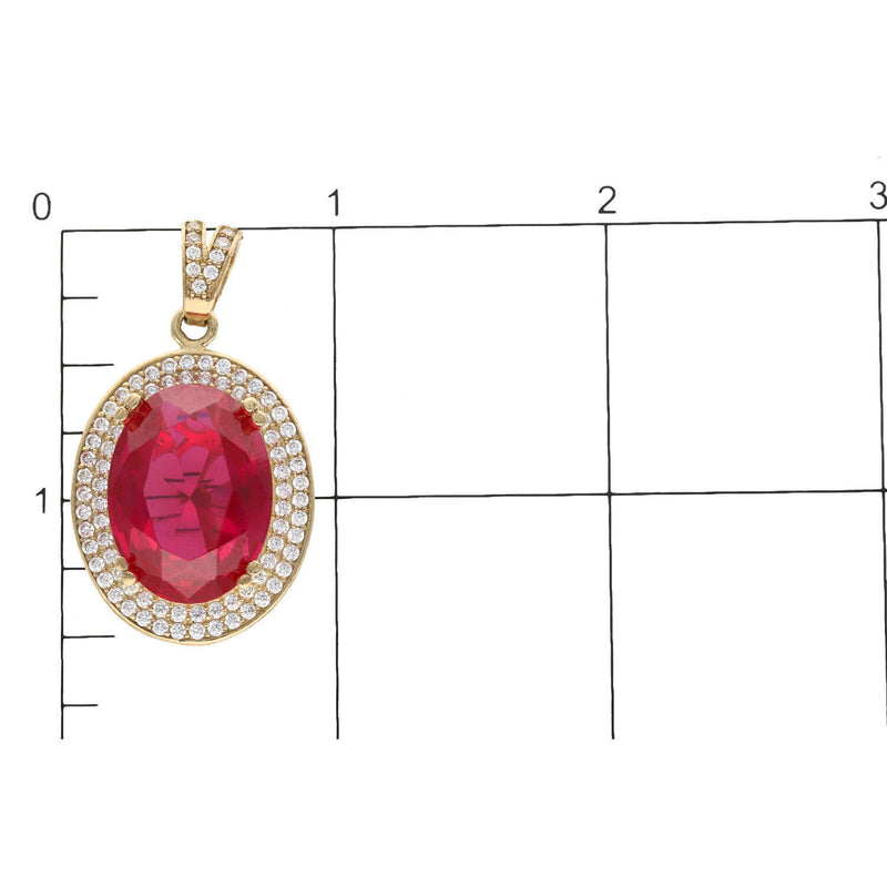 10 Karat Gold and Red CZ Pendat W: 12.4