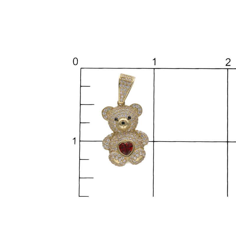 10K Gold & Cz Teddy Bear Charm W:4.6