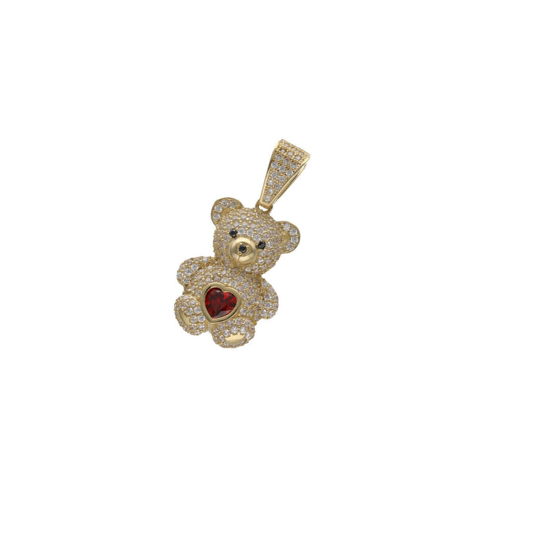 10K Gold & Cz Teddy Bear Charm W:4.6
