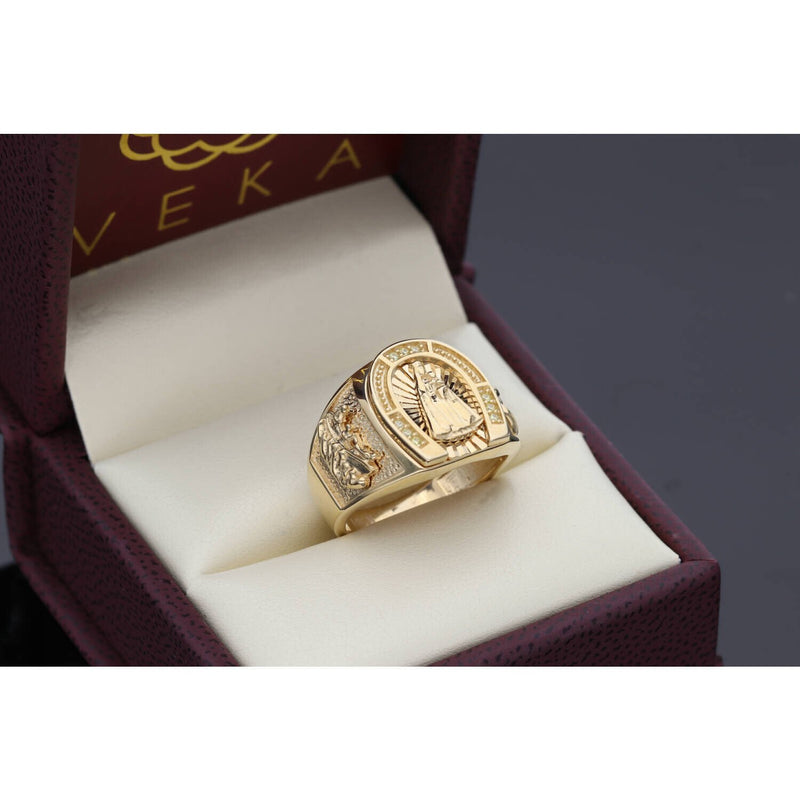 14 Karat Gold & CZ Caridad Del Cobre Ring