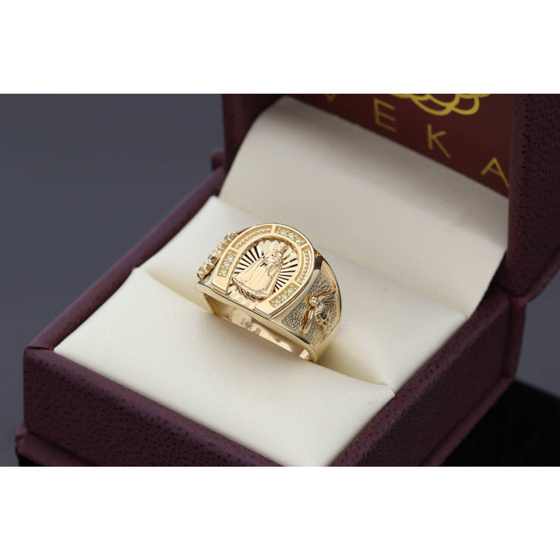 14 Karat Gold & CZ Caridad Del Cobre Ring