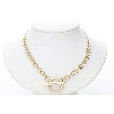 14K Gold Cz Round Rolo Necklace 6.3mm 17" W:7