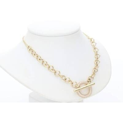 14K Gold Cz Round Rolo Necklace 6.3mm 17" W:7