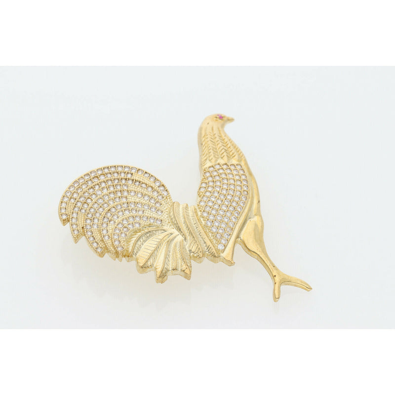 10 Karat Gold & Cz Rooster Charm W: 9.4