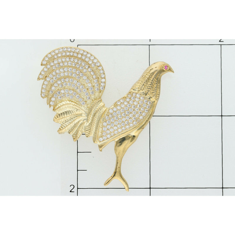 10 Karat Gold & Cz Rooster Charm W: 9.4