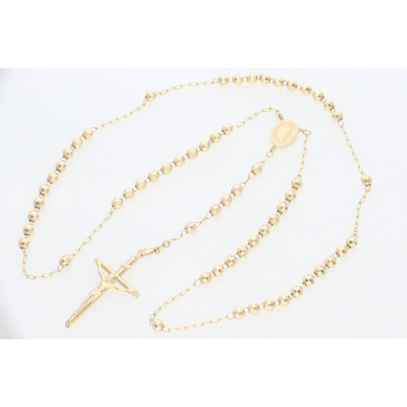 14K Gold Rosary 5mm x 24" W:18.2