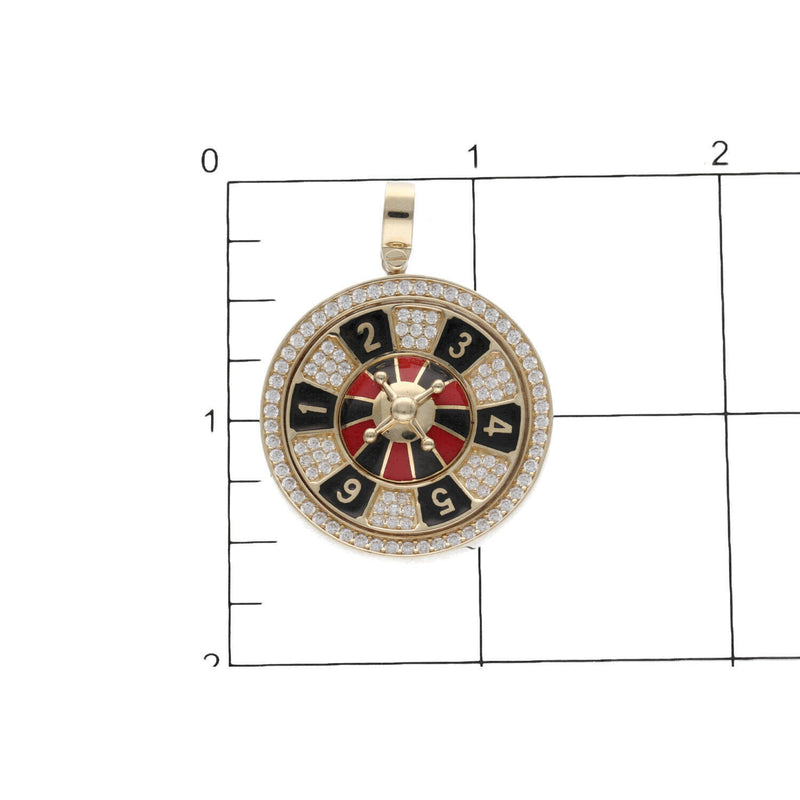 Gold & CZ Roulette Charm 14 Karat yellow gold  