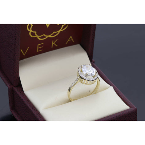 10 Karat Gold Cz Round Gem Stone  Ring