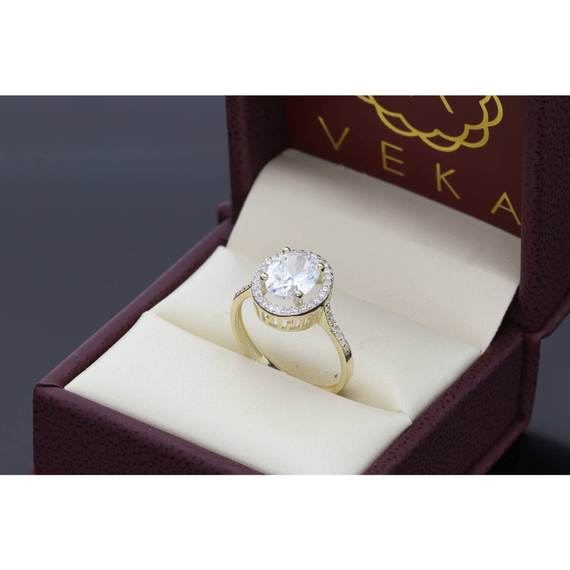 10 Karat Gold Cz Round Gem Stone  Ring