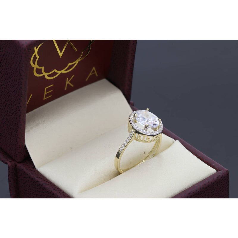 10 Karat Gold Cz Round Gem Stone  Ring