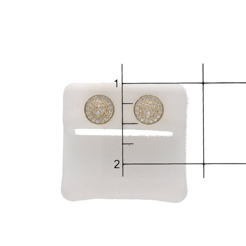 10 Karat Gold Round Stud Earrings with Cubic Zirconium stones.
