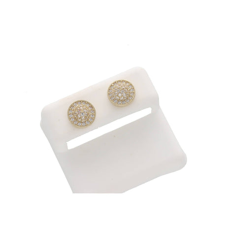 10 Karat Gold Round Stud Earrings with Cubic Zirconium stones.
