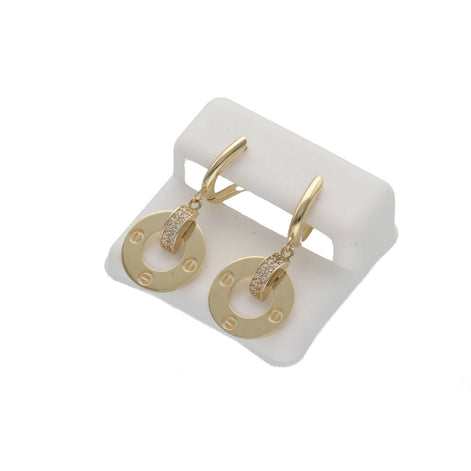 Gold & CZ Screw Hoops Earrings