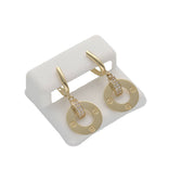 14K Gold & CZ Screw Hoops Earrings