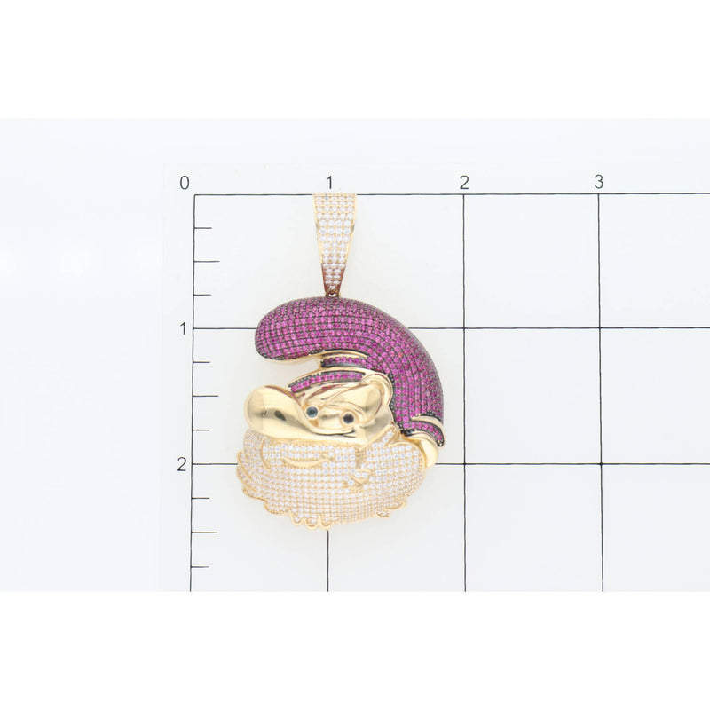 10 Karat Gold Cz Papa Smurf Charm