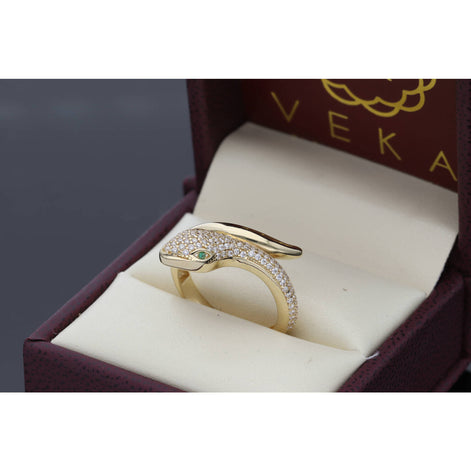 Gold & CZ Snake Ring