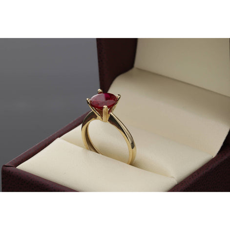 Gold Red Stone Solitary Ring