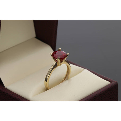 14 Karat Gold Red Stone Solitary Ring