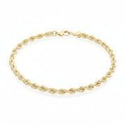 Top view of a men's 10k gold 4.5mm thick rope chain bracelet from the Veka Jewelry collection